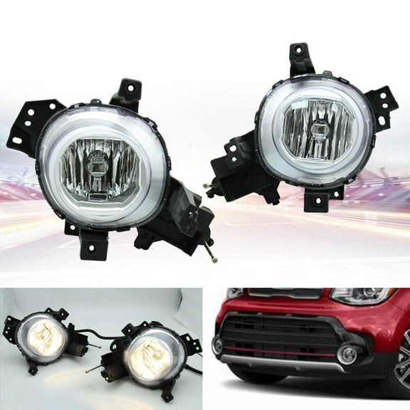 Front Fog Lights Left & Right Bumper Driving Lamps For 2017-2019 Kia Soul Wagon Pair Front Bumper Fog Light
