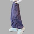 thumbnail image 4 of Fmbrln Girls and Boys Cargo Pants Button Elastic Waist Multipockets Wide Leg Pants Lounge Trousers, Sizes 5-15Y, 4 of 5