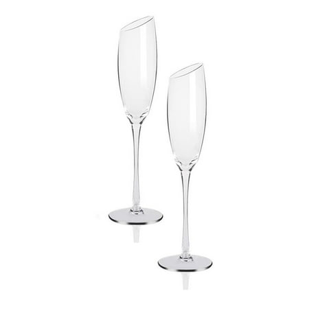 

Champagne Glasses Set of 2 180 ML/6 Oz Slanted Crystal Glass Champagne Flute