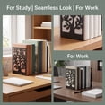 thumbnail image 4 of Unique Bargains Exquisite Decorative Metal Bookends for Home Office and Library Black Style A 4.7"x3.3"x6.9", 4 of 5