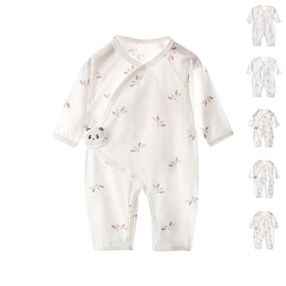 PIWHJQK Newborn Bodysuit Newborn Solid Cotton Long Side Snap Closure Infant Outfits