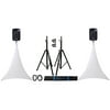 (2) Rockville Speaker Stands + 1/4" Cables + Scrim Werks SWLTPSWHT White Cover