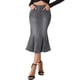 thumbnail image 1 of Falda de cola de pez INSPIRE CHIC para mujer, falda maxi de mezclilla desgastada, XS, gris, 1 of 6