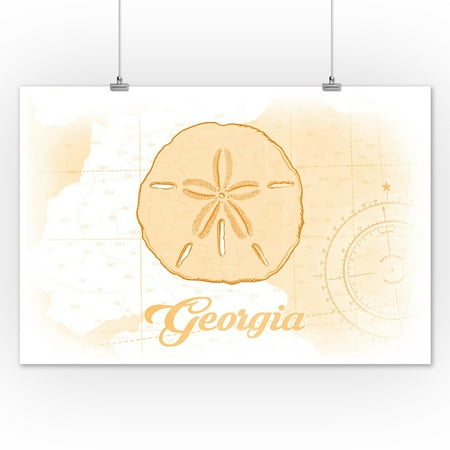 Georgia - Sand Dollar - Yellow - Coastal Icon - Lantern Press Artwork (12x18 Art Print, Wall Decor Travel Poster)