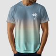 thumbnail image 5 of Lycaql Big and Tall Shirts for Men Gradient Print Vacation Top T Shirt Men's Casual Crew Neck Male Summer Beach Gradient Print T Shirt Blouse Short Sleeve O Neck Tops T Shirt(Light Green,M), 5 of 6