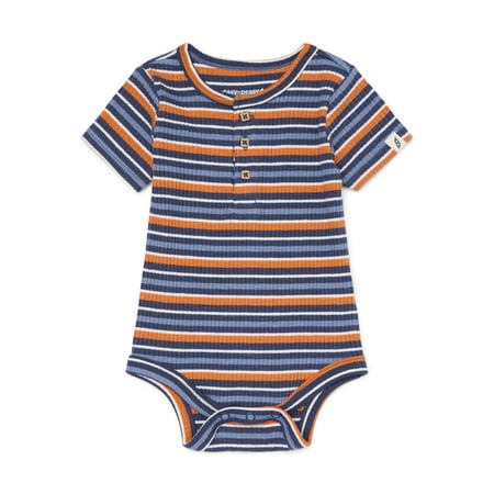 easy-peasy Baby Short Sleeve Henley Bodysuit, Sizes 0-24 Months