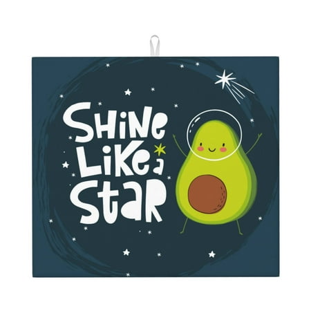 

Pofeuu Avocado in Space1 Print Ultra Water Absorbent Microfiber Dish Drying Mat Drying Mat for Kitchen Kitchen Counter Accessories