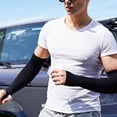 thumbnail image 5 of Hyasfey 1 Pair Arm Gloves Fitted Slimming Solid Color Sunscreen Anti-UV Sleeves Cover Cycling Supply, 5 of 8