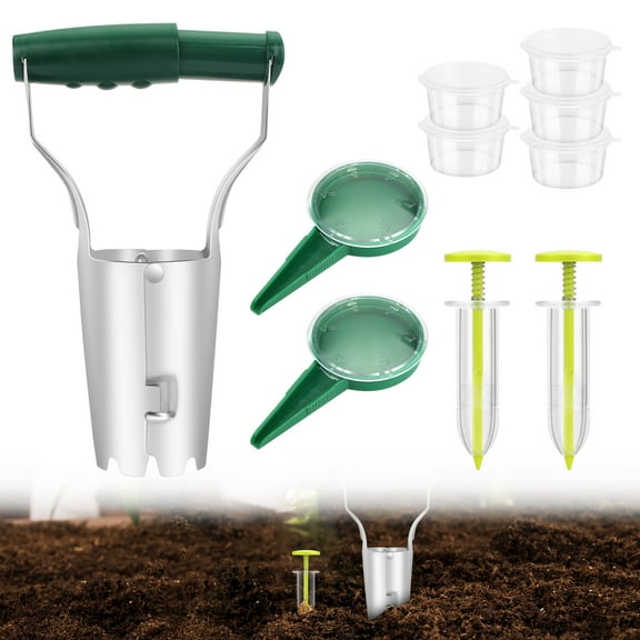 TSV Metal Bulb Planter with 9pcs Mini Seed Spreader Tool Set for Garden Plant Soil Release