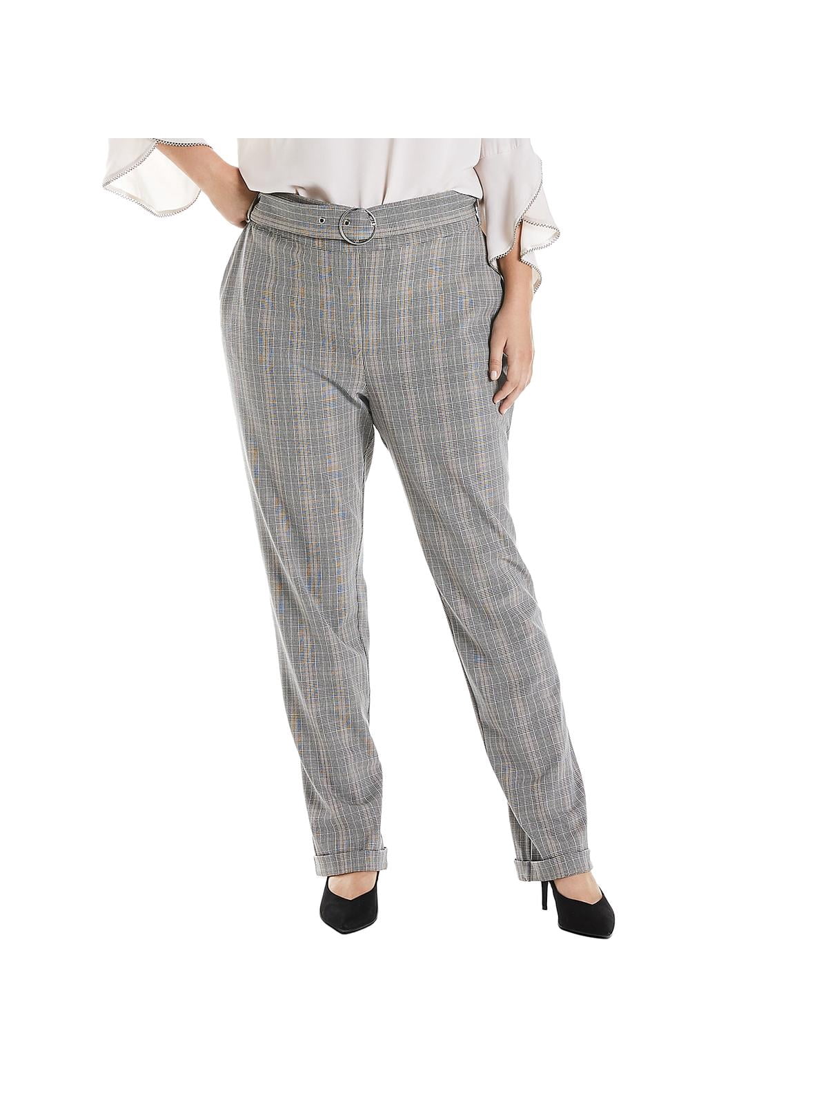 Estelle Womens Plus Glen Plaid Straight 