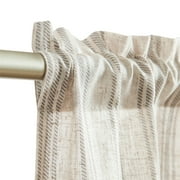 Curtainking Striped Kitchen Curtains Linen Cafe Curtains Semi-Sheer Farmhouse Tier Curtains 26x36 inch 2 Panels Short Curtains Rod Pocket Grey on Beige