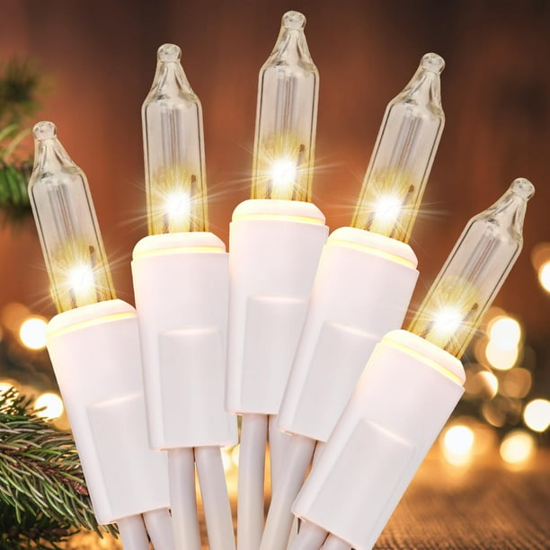 Medidores de luces navideñas, 100 unidades, blanco cálido, conectables por UL