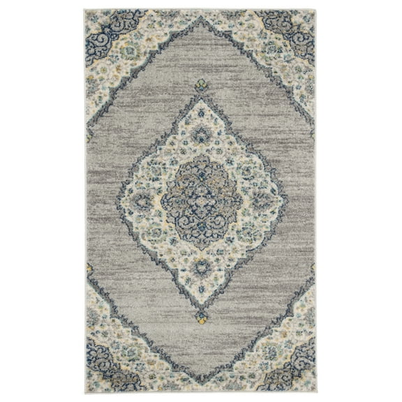SAFAVIEH Madison Frazier Floral Geometric Area Rug, Light Grey/Blue, 3' x 5'