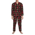 thumbnail image 3 of Fotbe Red gold heart Pattern Long Sleeve Pajama Set for Men,Sleepwear Set,2-piece Loungewear Set,Soft PJs Comfy Nightwear with Pockets-X-Large, 3 of 7