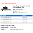thumbnail image 2 of Water Pump - Compatible with 1994 - 2003 Dodge Ram 1500 1995 1996 1997 1998 1999 2000 2001 2002, 2 of 2