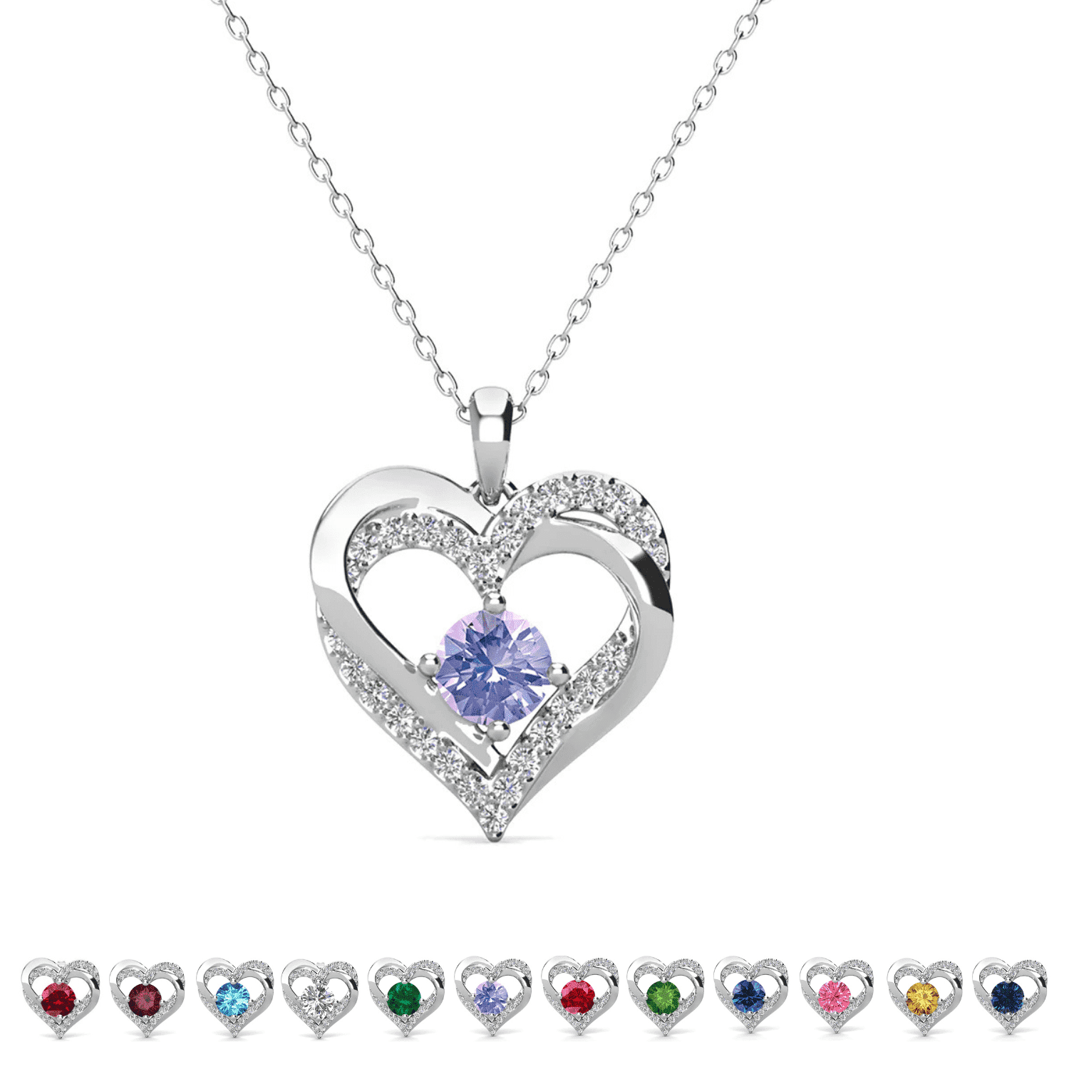 Cate & Chloe Forever June Birthstone Double Heart Necklace photo 1