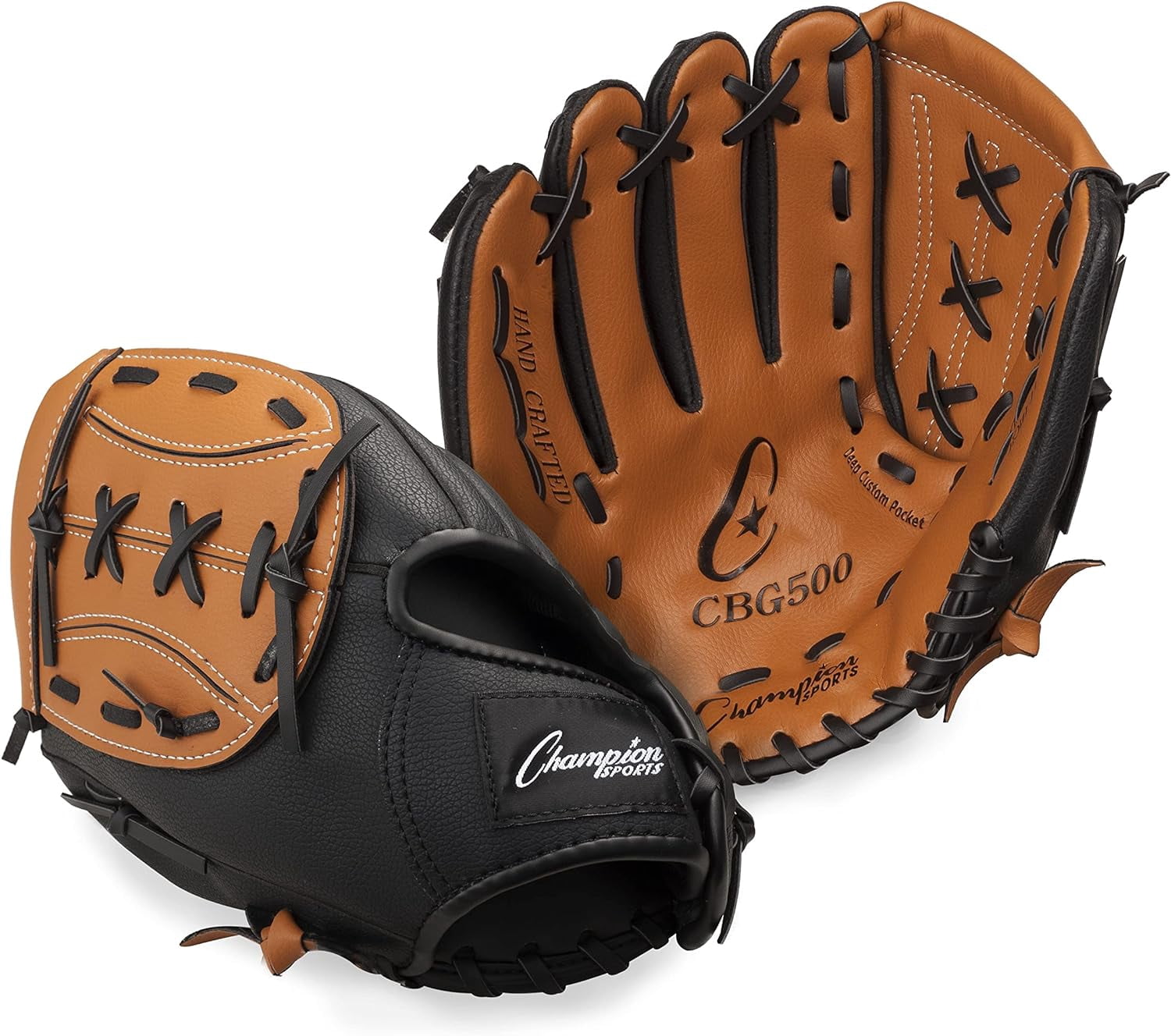 Champion Sports 13" Physical Ed. Glove - Soft Leather Front and Nylon Mesh Back for Comfort Grip | Adjustable Strap with Velcro® Closure | Closed Basket Web | Age: H.S.-Adult | Left-Handed Glove