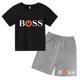 thumbnail image 3 of Conjunto de 2 piezas de camiseta de manga corta y pantalones cortos con estampado de letras de marca de verano, traje deportivo informal para niños y niñas, conjunto de moda para niños, 3 of 5