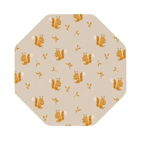 

Salouo Squirrel Animal Print Round Coaster Drink Coasters Leather Bar Beer Beverage Coasters for Drinks Set of 4 for Tabletop Protection Coffee Table Decor