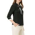 thumbnail image 4 of Allegra K Women's Tie V Neck Half Sleeve Button Cuffs Work Office Shirt Elegant Blouses, 4 of 6