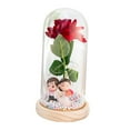 thumbnail image 4 of Rosa iluminada en cúpula de cristal, decoración creativa para San Valentín, regalos de flores rosas para Pareja de bases de madera, 4 of 9