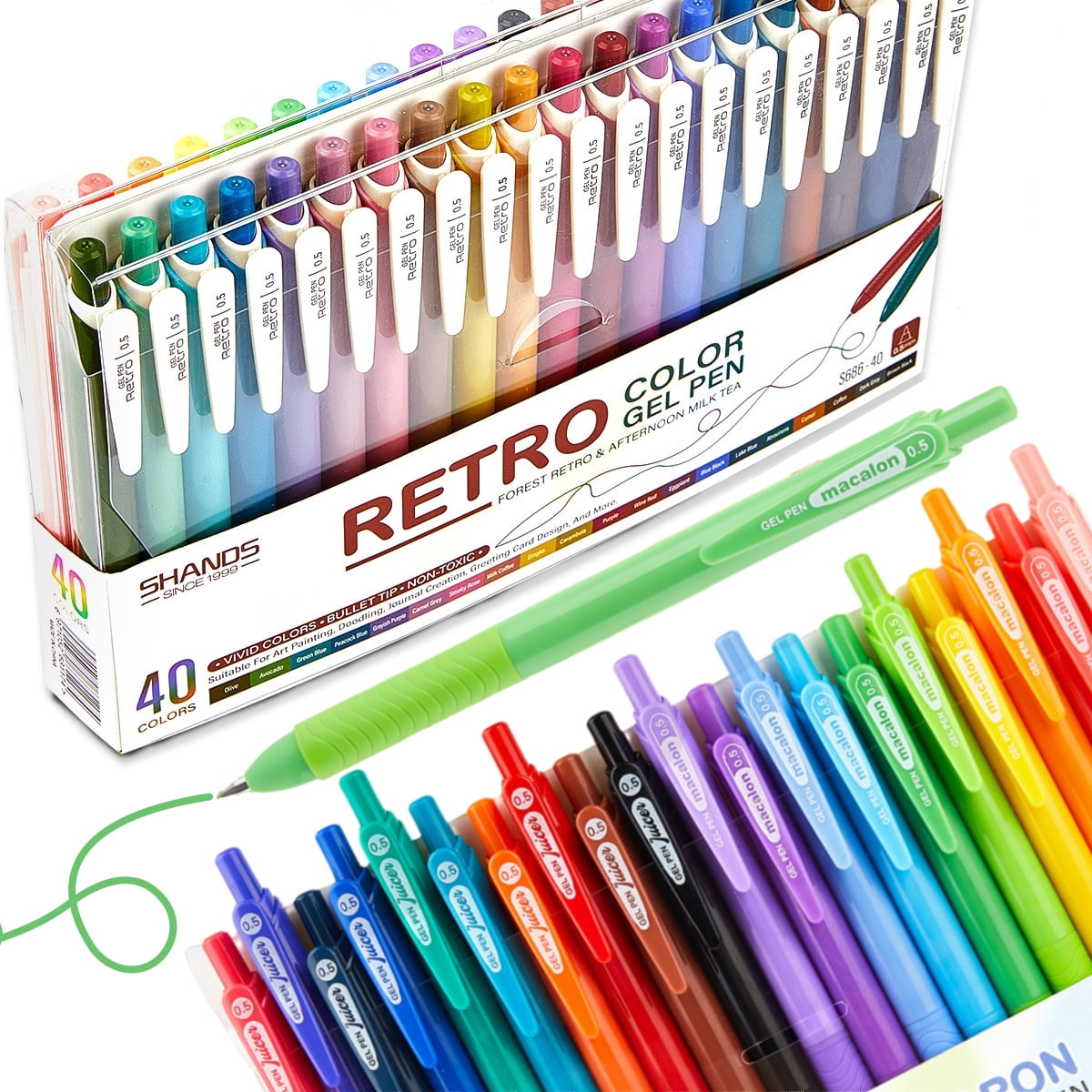 Retractable Gel Ink Pens, 0.5mm Extra Fine Point Tip, Journaling Smooth Writing Note Taking Coloring