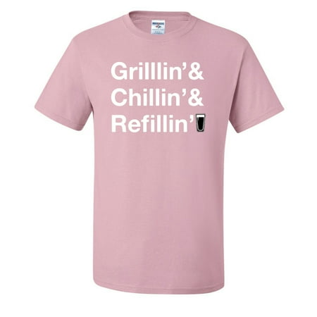 Grillin And Chillin And Refillin Funny Mens T-shirts   Light Pink  Large