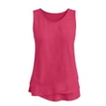 thumbnail image 6 of Noric Women's Cotton Linen Sleeveless Crew Neck Tank Tops Casual Summer Loose Fit Layered Hem Pullover Tops, 6 of 6