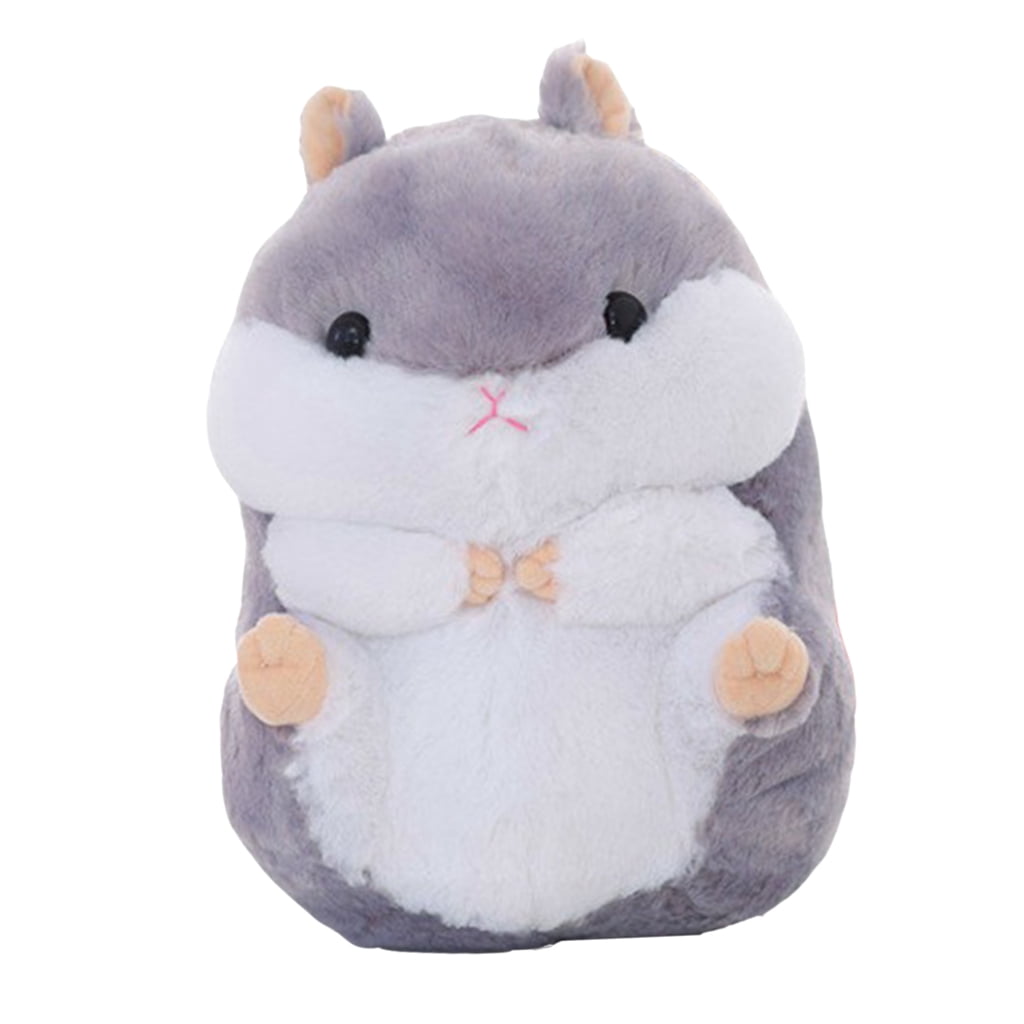 Dualoai Cute Plush Doll Toy Stuffed Hamster Pillow Bolster Cushion Gray