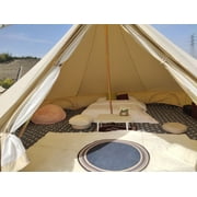 Teepee Tent Outdoor Waterproof 4-Season Family Camping Cotton Canvas Yurt Tent 4M/13.1ft Bell Tent With Stove Hole (Side Wall), For Family Glamping