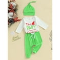 thumbnail image 2 of My First Christmas Baby Boy Outfits Letter Romper +Pants +Hats Set Newborn Infant Fall Winter Xmas Holiday Clothes, 2 of 8