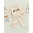 thumbnail image 3 of Newborn Baby 2Pcs Clothes  Set Letter/Rainbow Pattern Long Sleeve Crew Neck Pullover  Long Pants Set, 3 of 9