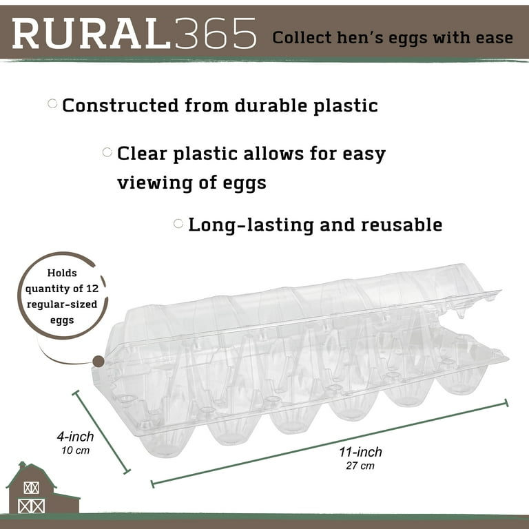 Rural365 Plastic Egg Carton for 12 Eggs 12ct Reusable Chicken Egg