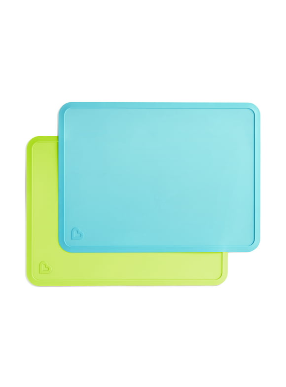 Munchkin Spotless Silicone Toddler Placemats, BPA-Free, Blue/Green, 2 Count