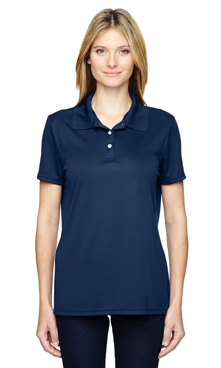 The Hanes Ladies 4 oz Cool DRI Polo Shirt NAVY M