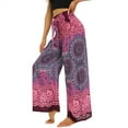 thumbnail image 5 of Women's Harem Pants, Women Yoga Boho Pants Vintage Printed Hippie Palazzo Pants High Waisted Drawstring Trousers, 5 of 5