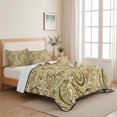 thumbnail image 5 of Twin Quilt Set 68''x86'', Beige Brown Green Lightweight Summer Bedspread Coverlet Set with 2 Pillow Shams, Retro Botanical Abstract Art Breathable All Season Quilt Bedding for Dorm/Bedroom, 5 of 9