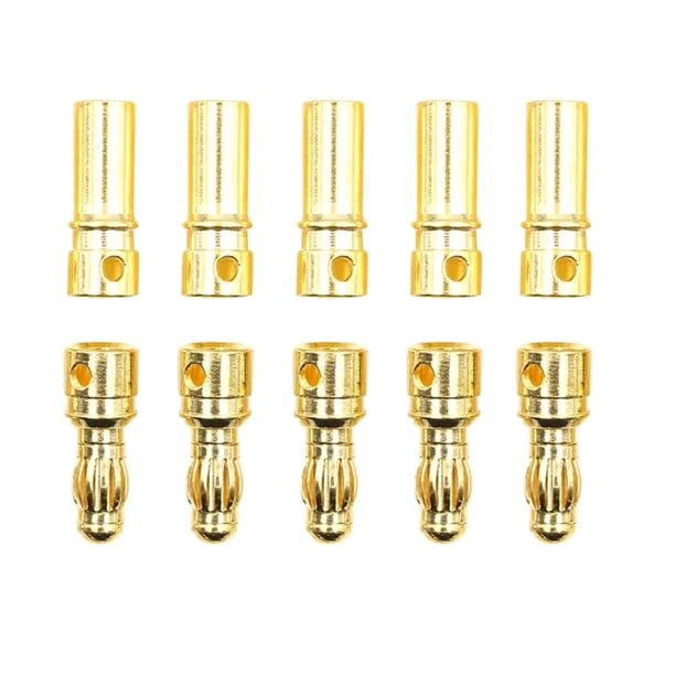 BRIGHTFUFU 10 pares de enchufes macho y hembra duraderos de 3,5 mm, conectores tipo banana bala chapados para DIY RC Drone batería ESC Motor (dorado)
