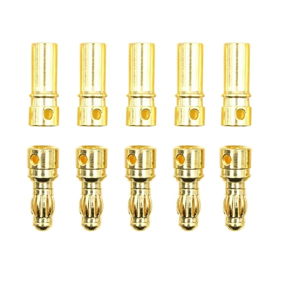 HERFIER 10 Pairs of Durable 3.5MM Male and Female Plugs Plated Banana Connectors Plugs for DIY RC Drone Battery ESC Motor (Golden)
