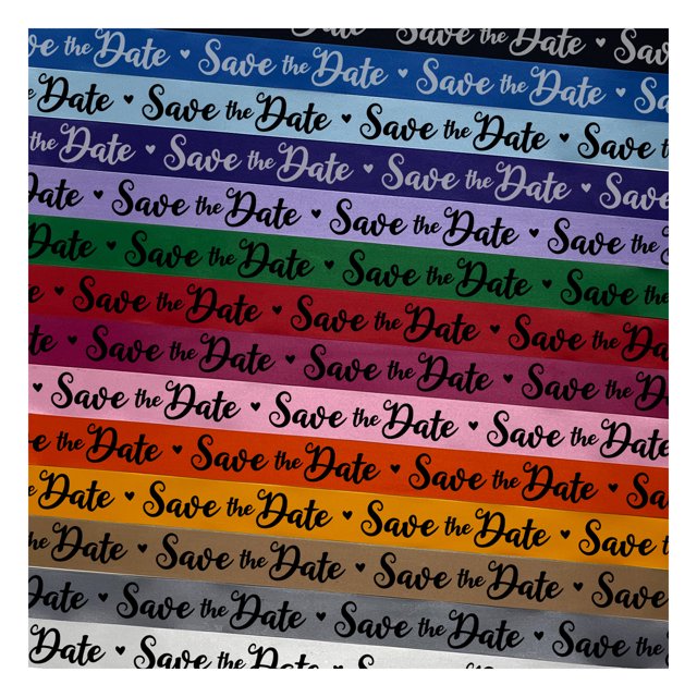 Save the Date Lovely Script with Hearts Wedding Anniversary Party Satin ...