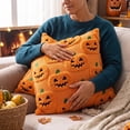thumbnail image 5 of Sahpxhe Halloween Throw Pillow Covers,15.75x15.75in Orange Pumpkin Decor Plush Comfort Pillow Case with Raised Fall Pumpkin Ghost Embroidery for Couch Sofas,Bedrooms,Home Orange, 5 of 7