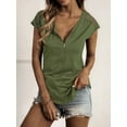 thumbnail image 2 of XCHQRTI Women V Neck Zipper Tshirt Summer Short Sleeves Tee Tops, 2 of 5