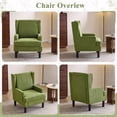 thumbnail image 2 of Bezseller Wingback Armchair with High Back, Upholstered Accent Chair for Living Room,Bedroom,Office,Green, 2 of 8