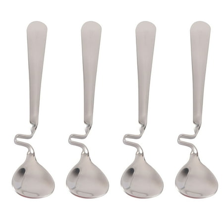 

4Pcs Stainless Steel Honey Mixing Spoons Curving Handle Coffee Spoons (Silver)