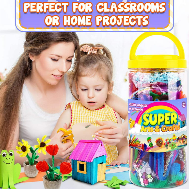 Austok 1219 Pcs Arts and Crafts Supplies for Kids DIY Art Craft Kit Creatie Craft  Supplies Kit for Toddlers School Projects DIY Parent Child Actiities Crafts  Party Supplies 