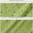 thumbnail image 2 of Soimoi Green Cotton Poplin Fabric Leaves & Flowerpecker Bird Printed Fabric 1 Yard 58 Inch Wide, 2 of 7