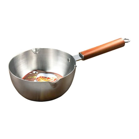 

Stainless Steel Milk Warmer Pot with Wooden Handle Thickened Saucepan for Preventing Sticking 20cm Perfect for Melting Butter and Heating Milk