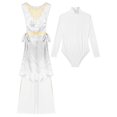 thumbnail image 6 of TSSOE 3pcs Women Liturgical Worship Dance Overlay Dress + Leotard +pants Set Church Choir Performance White XL, 6 of 6