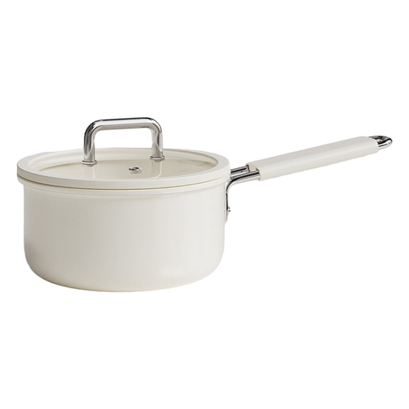 Small Ceramic Non-Stick Saucepan - 0.8L Pot with Glass Lid, PFAS/PFOA/Lead/Cadmium Free, Easy Clean & Universal Stove Safe (16cm)