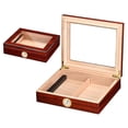 thumbnail image 1 of (red)Cigar Humidor, Glass Top Cigar Box, with Hygrometer Humidifier and Divider, Desktop Cedar Wood Storage Case Holds 20-35 Cigars, 1 of 5